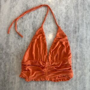 Orange Halter Crop Top